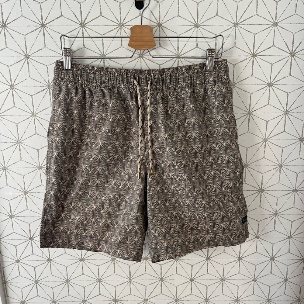 Rails Art Deco Patterned Swim Trunks